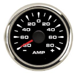 Ampermetre 80Amp Çap 52mm Siyah 12/24V