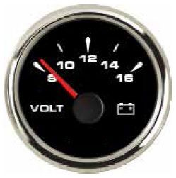 Voltmetre Çap 52 mm Siyah 12V