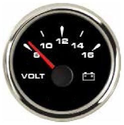 Voltmetre Çap 52 mm Siyah 12V