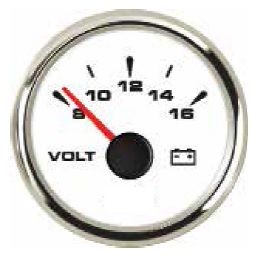 Voltmetre Çap 52 mm Beyaz 12V