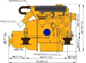 Vetus Diesel M3.29 deniz motoru, 27 HP (20 kW)
