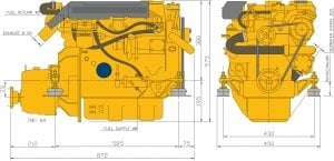 Vetus Diesel M4.35 deniz motoru, 33 HP (24.3 kW).