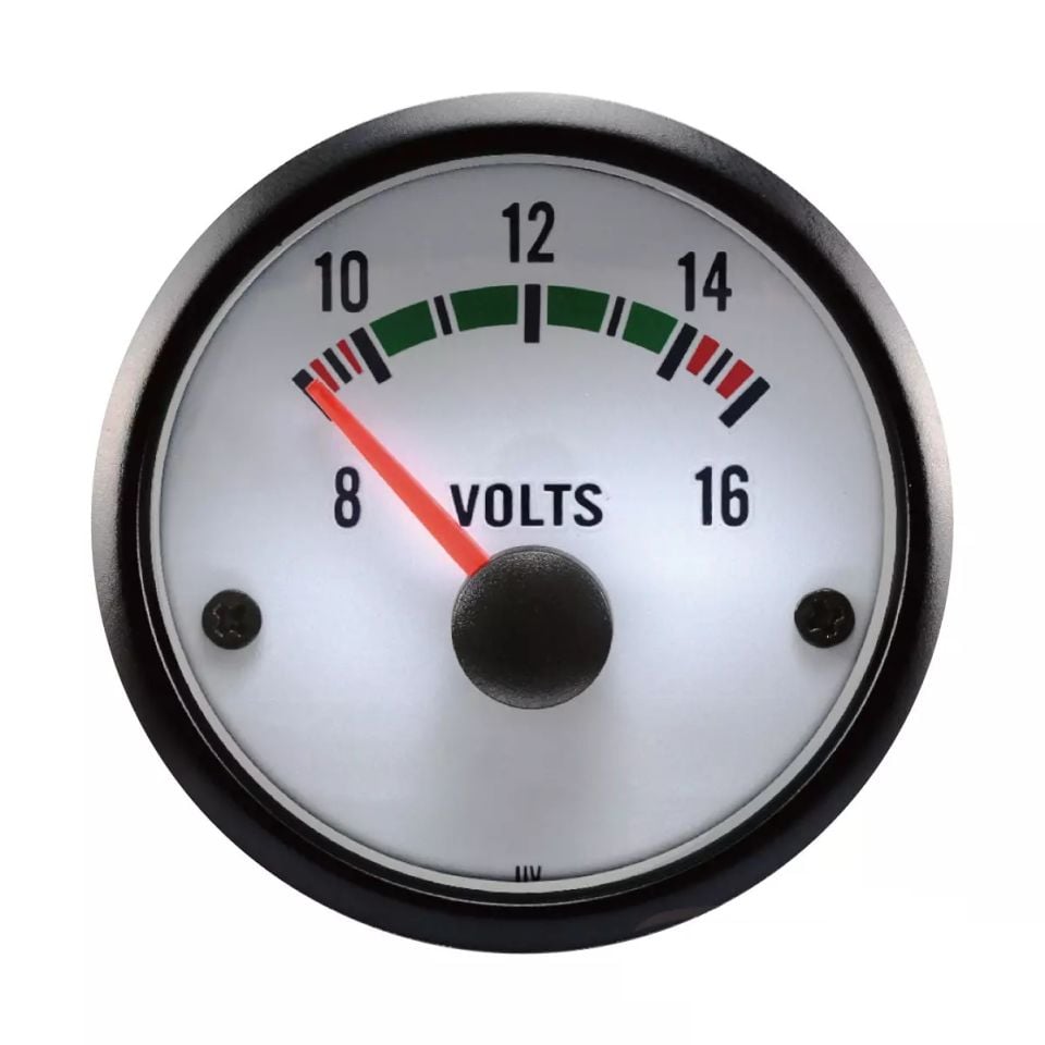 52mm 90 Derece Elektrik Volt Göstergesi Beyaz Yüz