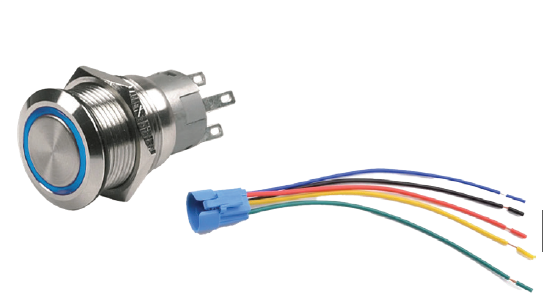 Krom Buton Led Mavi On-Off