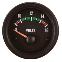 52mm Volt Ölçer 8-16v Siyah Yüz ve Siyah Rim