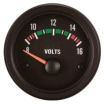52mm Volt Ölçer 8-16v Siyah Yüz ve Siyah Rim