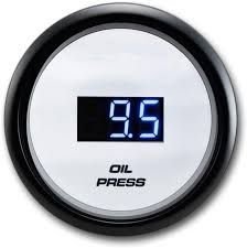 52mm Dijital Mavi LED Yağ Basıncı Göstergesi Beyaz