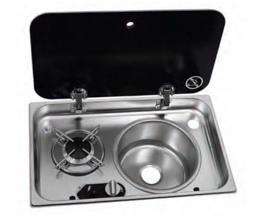 Navy Load Cam Kapaklı Ocak ve Sağ Evye