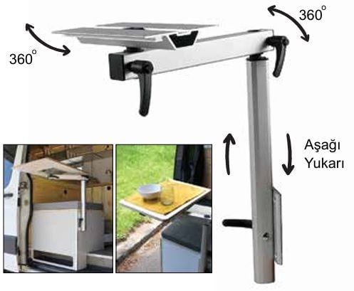 Masa Ayağı 360° dönebilir,Yandan montaj